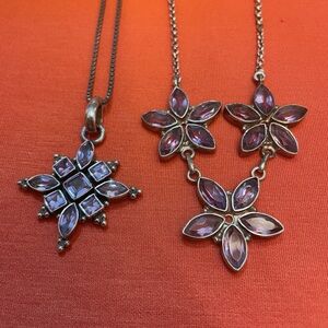 Elegant Amethyst Floral .925 Silver Necklace Set